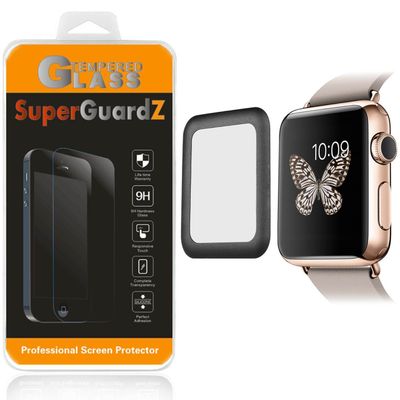 for Apple Watch Series 2 42 mm - SuperGuardZ 3D Curved Full Cover Tempered Glass Screen Protector [Black], Full Screen Coverage, Edge-to-Edge Protect [Lifetime Replacement]