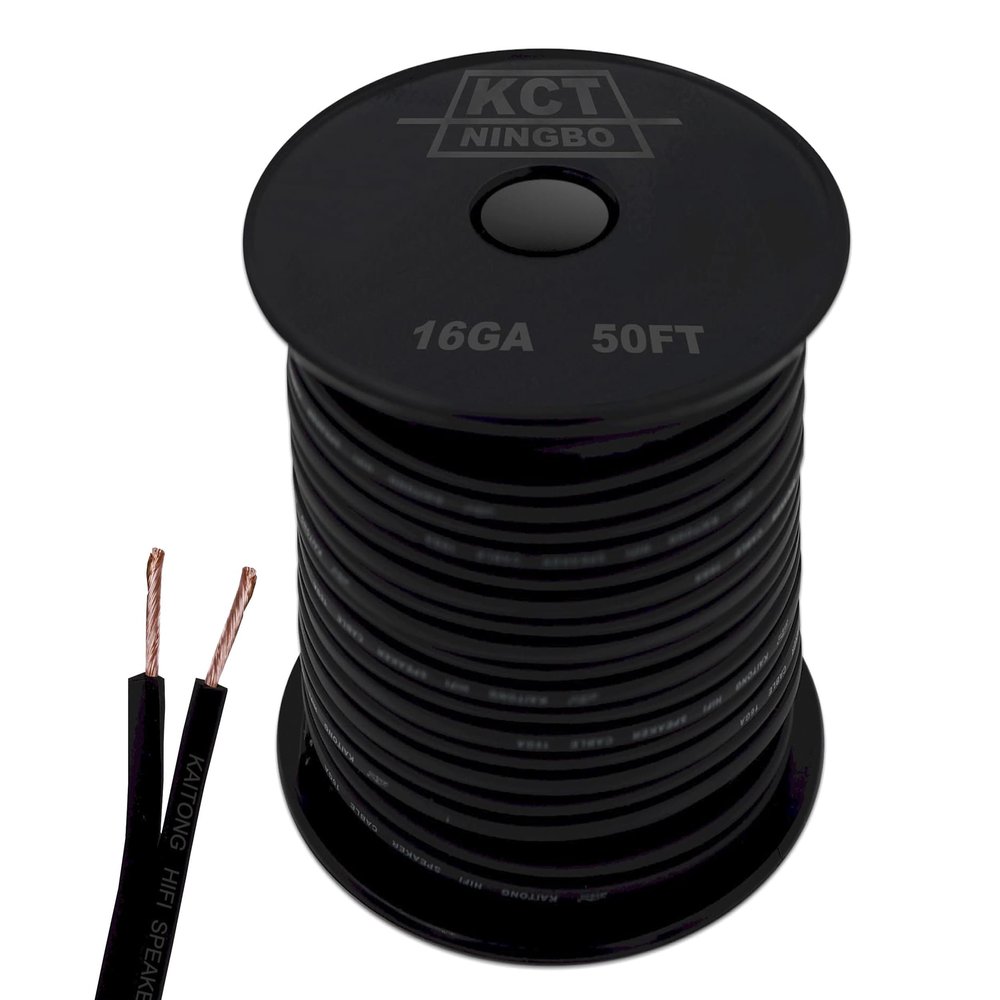 KCT 16AWG Gauge Speaker Cable Speaker Wire Black 50FT