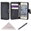 Wisdompro Wallet Case for iPhone 5, iPhone 5s, iPhone SE 1st Gen - Black view 1