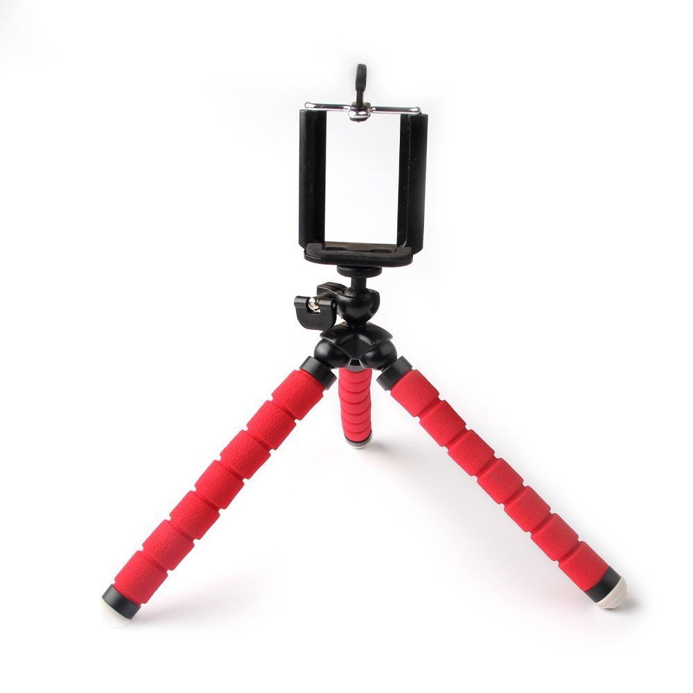 Mini Portable Flexible Sponge Octopus Tripod Bracket Stand Mount Phone Holder for Cell Phone for Gopro and Digital Cameras (Red)