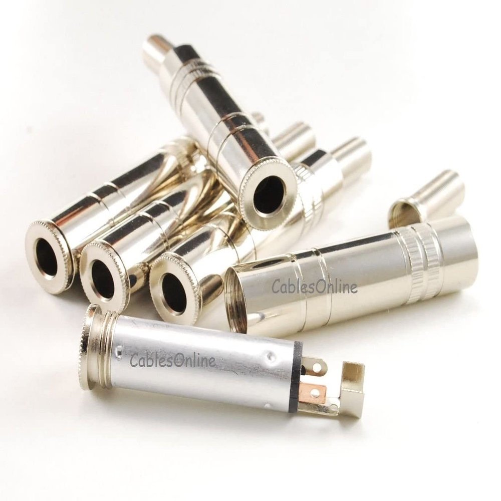 CablesOnline 5-Pack 1/4inch (6.35mm) Female Stereo TRS Solder Type Connector with Spring Relief, CN-028-5