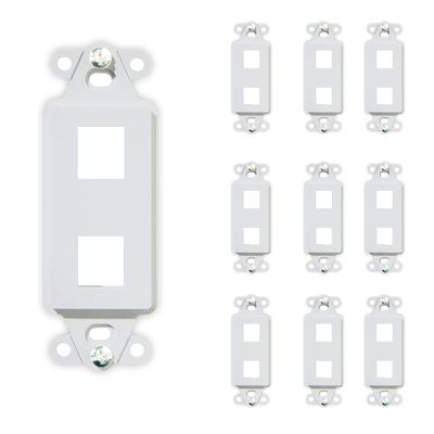 Legrand - OnQ 2 Port Decorator Outlet Strap, Wall Outlet Cover, Keystone Wall Plate, Outlet Cover for Keystone Wall Plate 2 Port, White, WP3412WH, 10 Pack