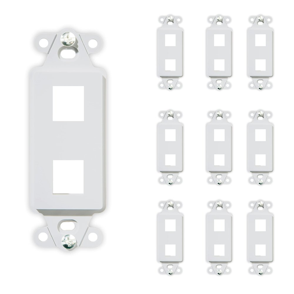 Legrand - OnQ 2 Port Decorator Outlet Strap, Wall Outlet Cover, Keystone Wall Plate, Outlet Cover for Keystone Wall Plate 2 Port, White, WP3412WH, 10 Pack