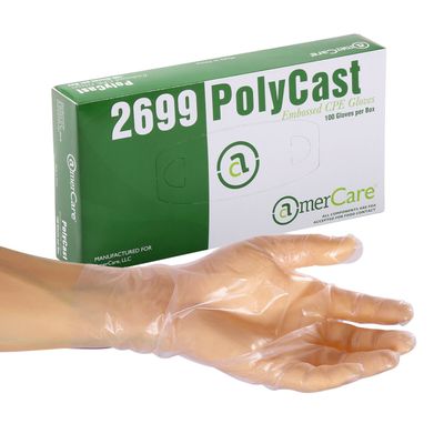 AmerCare Polycast Textured Powder Free Gloves, Large, Case of 1000