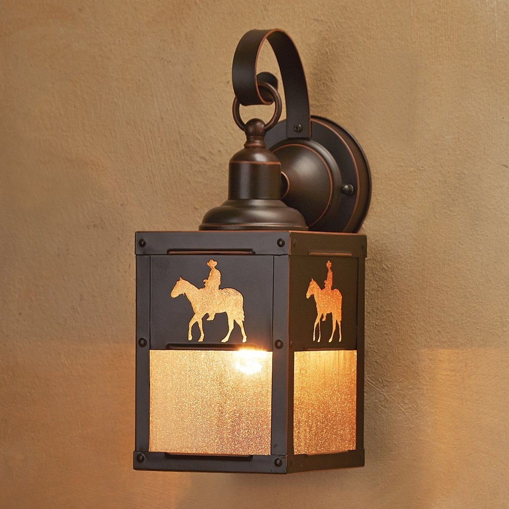 BLACK FOREST DECOR Cowboy Rider Outdoor Hanging Wall Lamp 5" Wx6 Dx11 H