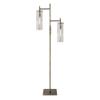 Adesso Floor Lamp with Antique Brass Finish and Clear Glass Cylinder Shades Modern Industrial Accent Lighting for Living Room or Bedroom, Home Decor, 64.25" Tall view 1