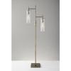 Adesso Floor Lamp with Antique Brass Finish and Clear Glass Cylinder Shades Modern Industrial Accent Lighting for Living Room or Bedroom, Home Decor, 64.25" Tall view 2