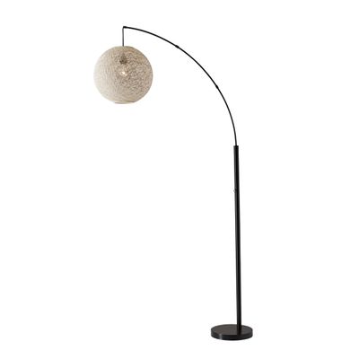 Adesso Floor Lamp, Antique Bronze & Cream Rattan, 76.5