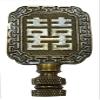 Royal Designs Chinese Joy Symbol 2.75" Lamp Finial for Lamp Shade, Antique Brass view 1