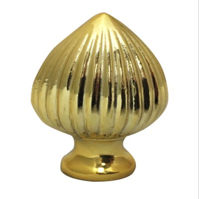 Royal Designs Ribbed Pear 2.25" Lamp Finial for Lamp Shade, Polished Brass