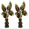 Royal Designs Elegant Leaves 3" Lamp Finial for Lamp Shade, Antique Brass - Set of 2 view 1