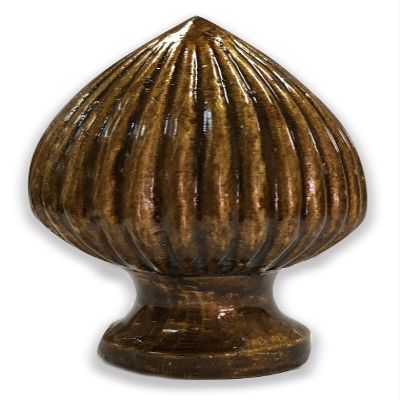 Royal Designs Ribbed Pear 2.25" Lamp Finial for Lamp Shade, Antique Brass