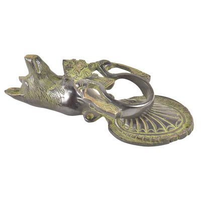 IndianShelf 1 Piece Brass Dog with Peacocks Multicolor Door Knocker