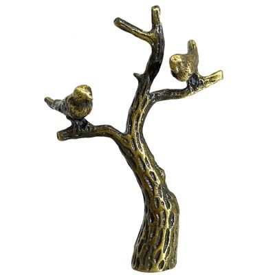 Royal Designs, Inc. Small Birds in Tree Lamp Finial, Antique Brass, Decorative Replacement Finial for Table or Floor Lamps