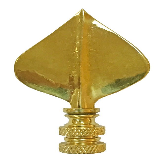 Royal Designs Spade Leaf 2.5" Lamp Finial for Lamp Shade, Polished Brass