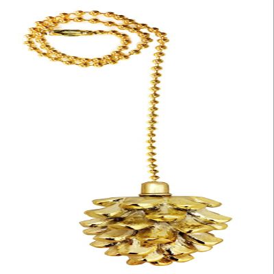 Royal Designs Celling Fan Pull Chain Extension with Pine Cone Finial, Polished Brass