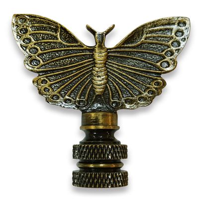 Royal Designs F-5022AB-1 Monarch Butterfly Lamp Finial For Lamp Shade-Antique Brass, Single