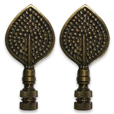 Royal Designs Birch Leaf 3.13" Lamp Finial for Lamp Shade, Antique Brass - Set of 2