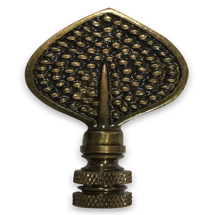 Royal Designs Birch Leaf 3.13" Lamp Finial for Lamp Shade, Antique Brass