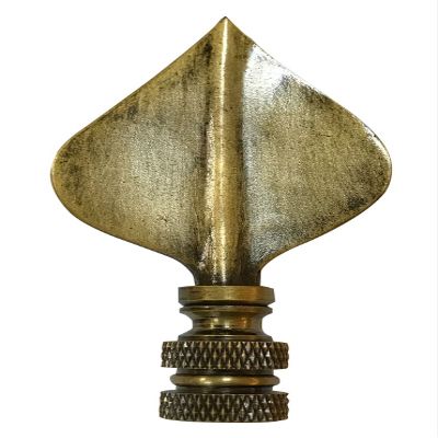 Royal Designs Spade Leaf 2.5" Lamp Finial for Lamp Shade, Antique Brass