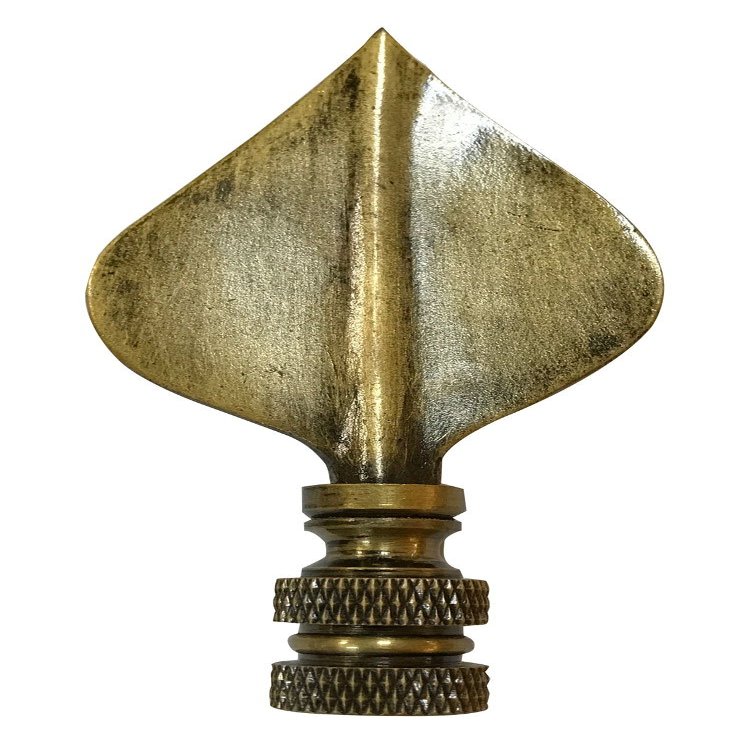 Royal Designs Spade Leaf 2.5" Lamp Finial for Lamp Shade, Antique Brass