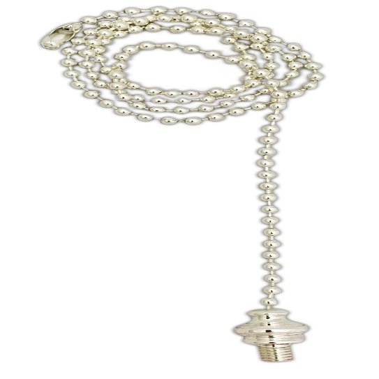 Royal Designs, Inc. Celling Fan Pull Chain Extension with Finial Adapter, 24 inch, Silver