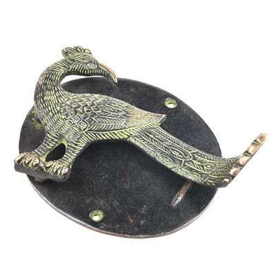 IndianShelf 1 Piece Brass Multicolor Patina Peacock Door Knocker
