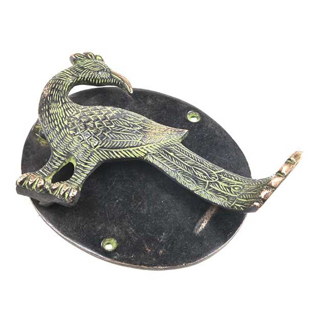IndianShelf 1 Piece Brass Multicolor Patina Peacock Door Knocker