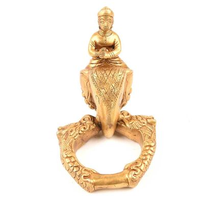 IndianShelf 1 Piece Brass Mahout Riding Elephant Multicolor Door Knocker
