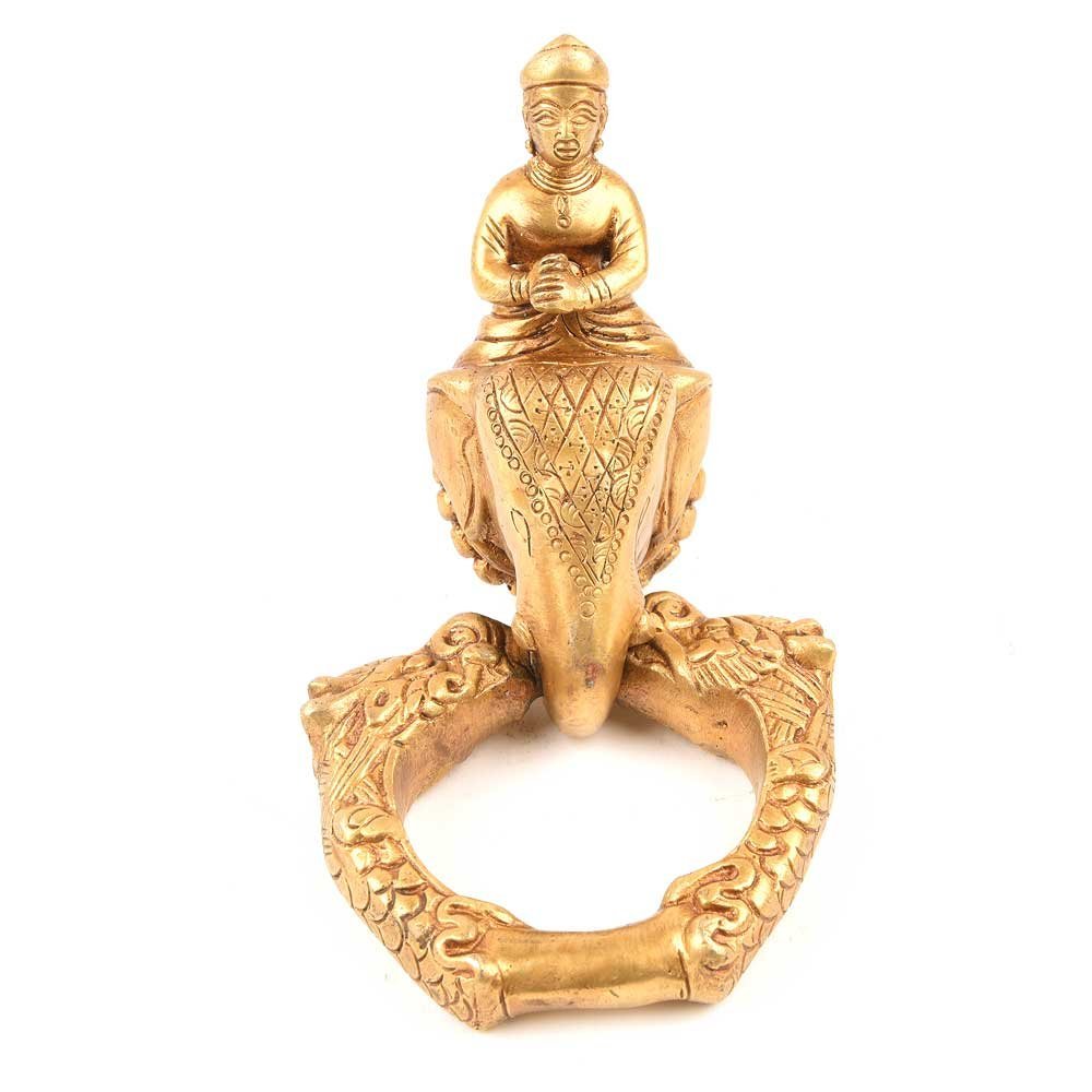 IndianShelf 1 Piece Brass Mahout Riding Elephant Multicolor Door Knocker