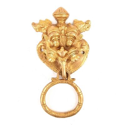 IndianShelf 1 Piece Multicolor Brass Lucky Yali Face Door Knocker