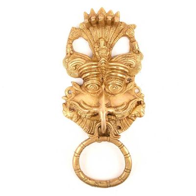IndianShelf 1 Piece Multicolor Yali Face Brass Door Knocker