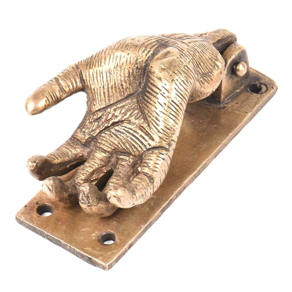 IndianShelf 1 Piece Multicolor Brass Hand Shaped Door Knocker