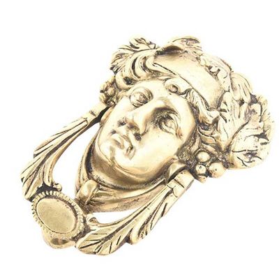 IndianShelf Solid Brass Woman's Head Door Knocker for Main Door - Handmade Antique Style Front Door Hardware - Decorative Woman's Head Home Entrance Accessory, 16.51 Cm