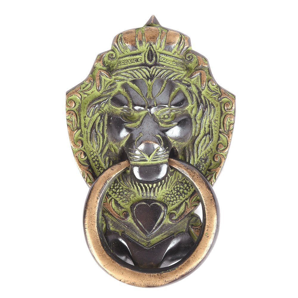 IndianShelf 1 Piece Lion Head Brass Multicolor Door Knocker Door Hardware