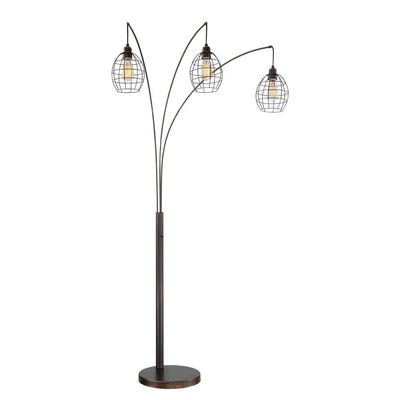 Lite Source 3-LITE Arch LAMP, Copper BRZ/Metal Shade, E27 Vintage 40Wx3 LS-82793V