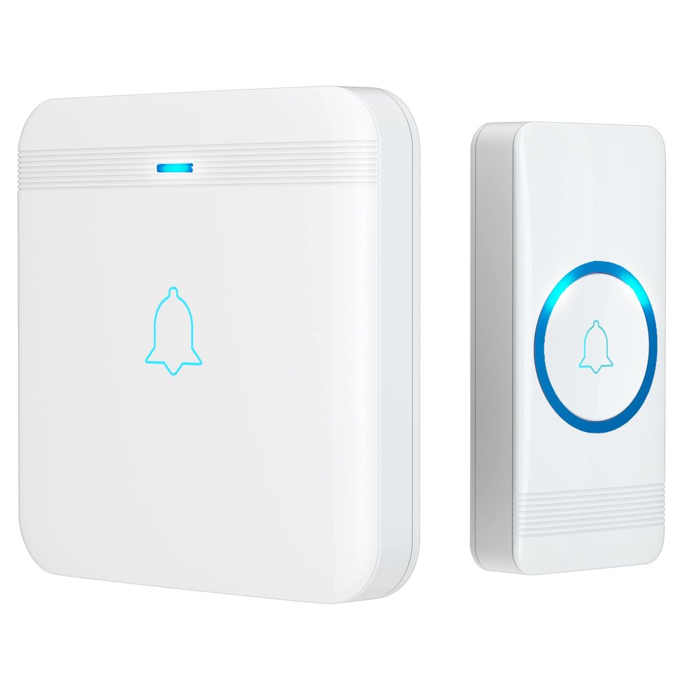 AVANTEK Wireless Doorbell, D-3F Waterproof Chime Kit Operating at Over 1300 Feet with 52 Melodies, 5 Volume Levels & LED Flash
