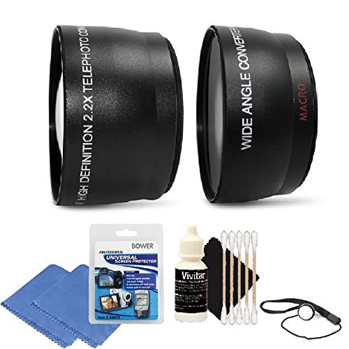 58mm Wide Angle Lens + Telephoto Lens + Screen Protector + Lens Cap Holder + 3pc Cleaning Kit