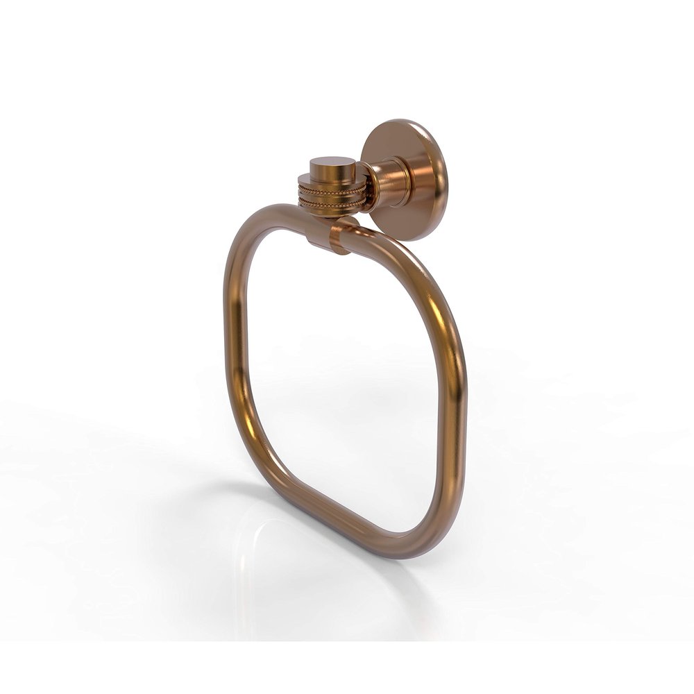 Allied Brass 2016D-BBR Continental Collection Towel Ring with Dotted Accents, Brushed Bronze