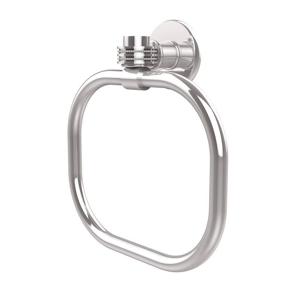 Allied Precision Industries Brass 2016D-PC Continental Collection Dotted Accents Towel Ring, Polished Chrome