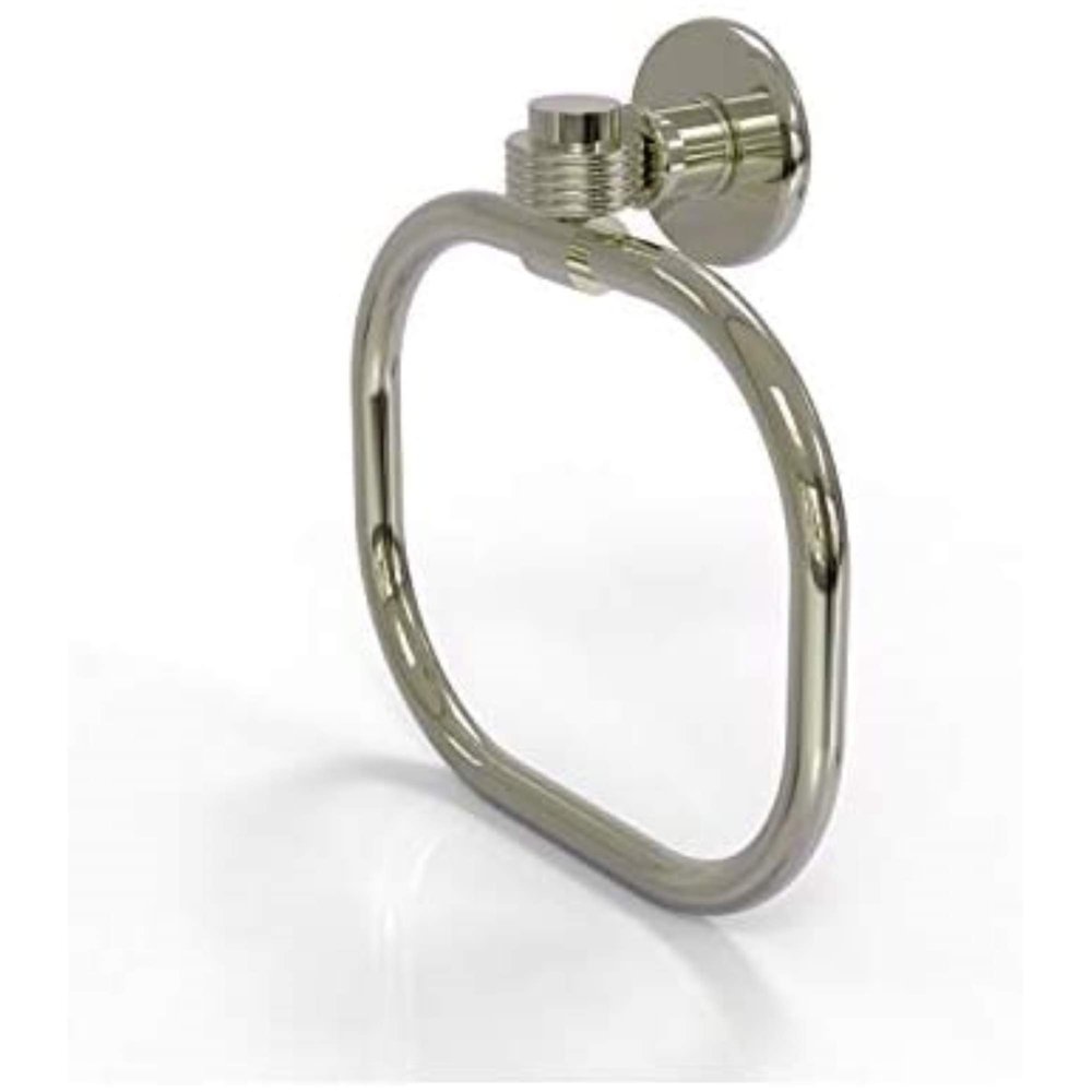 Allied Brass 2016G-PNI Continental Collection Towel Ring with Groovy Accents, Polished Nickel