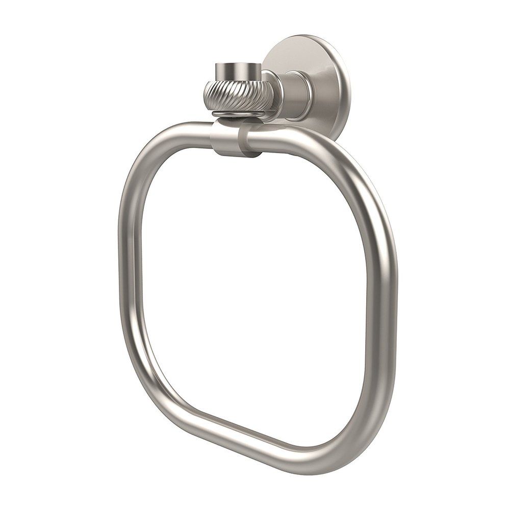Allied Brass 2016T-SN Continental Collection Towel Ring with Twist Accents, Satin Nickel
