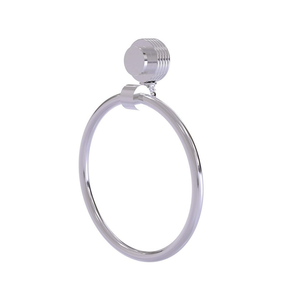 Allied Brass 416G-PC Venus Collection Towel Ring with Groovy Accent, Polished Chrome
