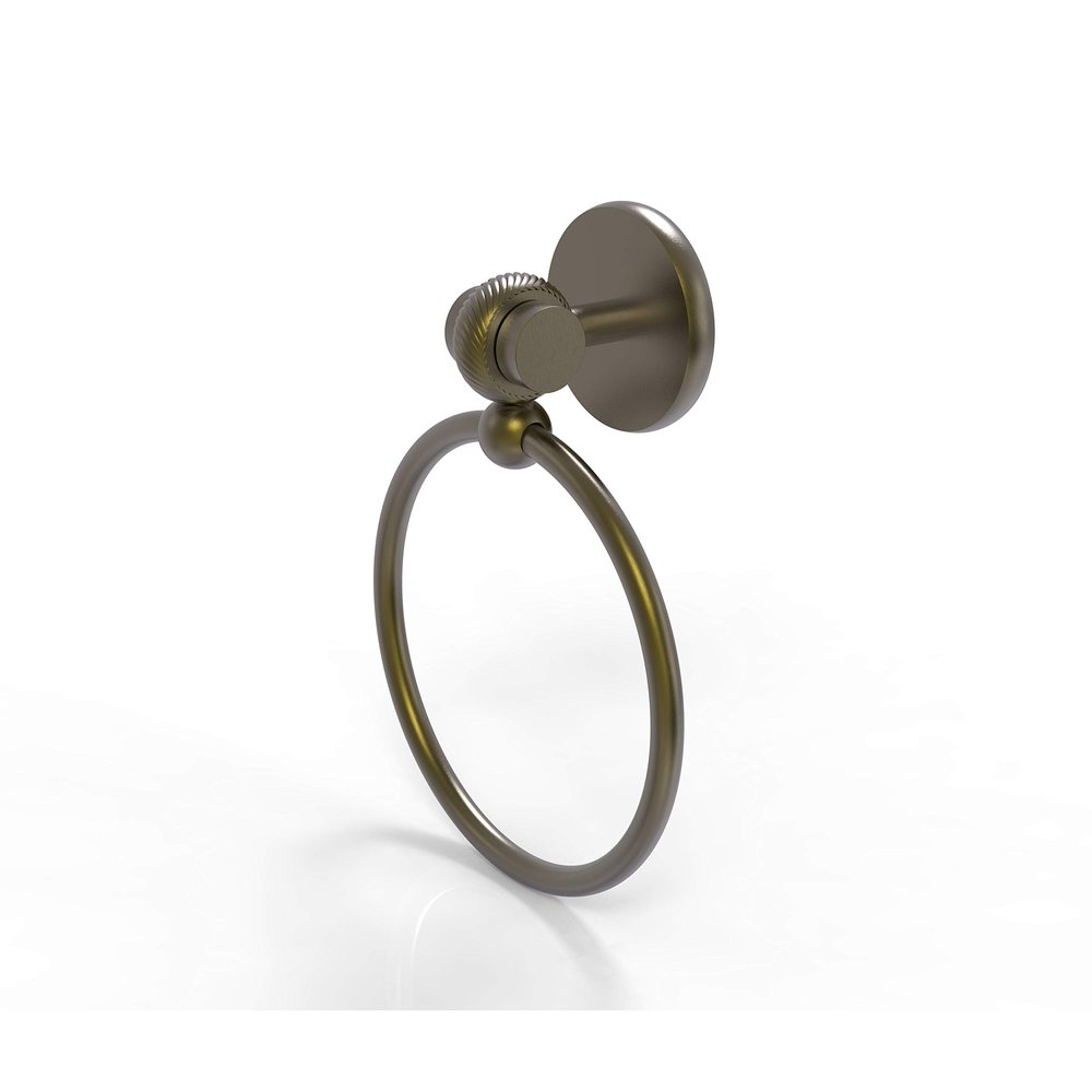 Allied Brass 7216T-ABR Satellite Orbit Two Collection Towel Ring with Twist Accent, Antique Brass