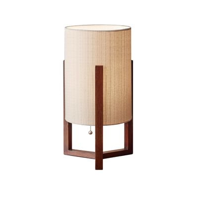 Adesso Quinn Table Lantern - Walnut Birch Wood & Natural Linen Shade  Perfect Nightstand, End Table, and Desk Lamp