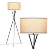 Brightech Jaxon LED Floor lamp, Modern Lamp for Living Rooms & Offices, Tall Lamp with Contemporary Drum Shade, Gold Tripod Standing Lamp for Bedroom Reading, Great Living Room Decor - Black view 1