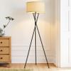 Brightech Jaxon LED Floor lamp, Modern Lamp for Living Rooms & Offices, Tall Lamp with Contemporary Drum Shade, Gold Tripod Standing Lamp for Bedroom Reading, Great Living Room Decor - Black view 2