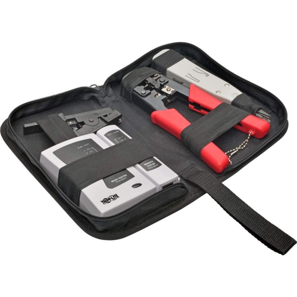 TRIPP LITE 4-Piece Network Installer Tool Kit, Cable Tester, Crimper, LSA Punchdown Tool & Stripper RJ11 RJ12 RJ45 (T016-004-K)