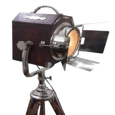THOR INSTRUMENTS Royal Nautical Wood Spot Searchlight Lamp Heavy Wood Tripod Stand Home Decor Rustic Vintage Home Decor Gifts