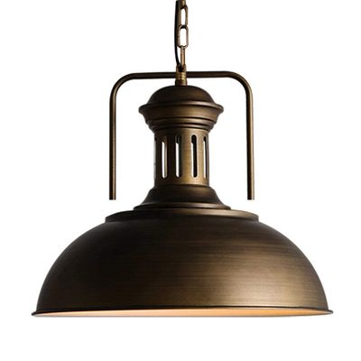 LAKIQ Industrial Barn Pendant Light Vintage Copper Dome Shape Hanging Ceiling Light Fixture for Kitchen Dinning Room